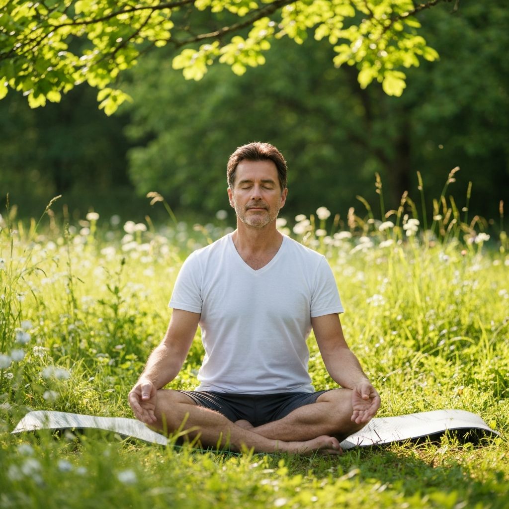 Person meditating in peaceful environment