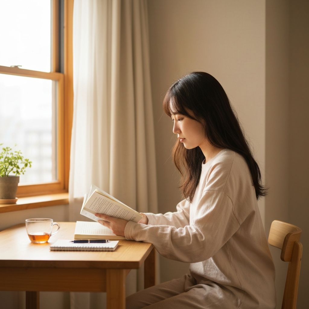 Person engaged in reading and learning